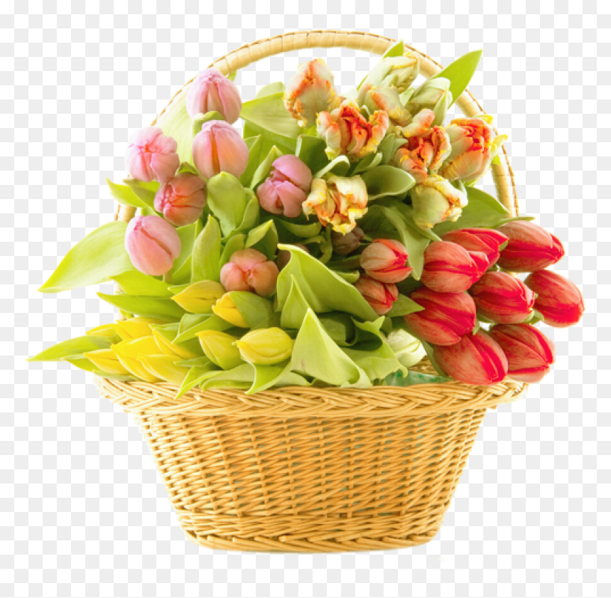 Bouquet Of Flowers Png Image - Basket Of Flowers, Transparent Png - flower basket png