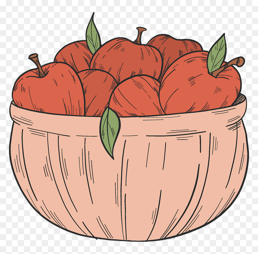 Bowl With Red Apples Clipart - Gourd, HD Png Download - vegetables basket png