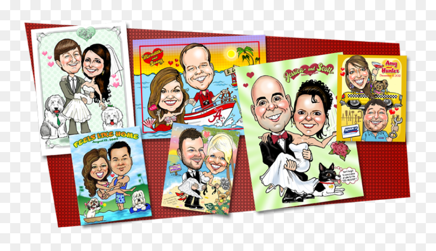 Collage, HD Png Download - wedding caricature png