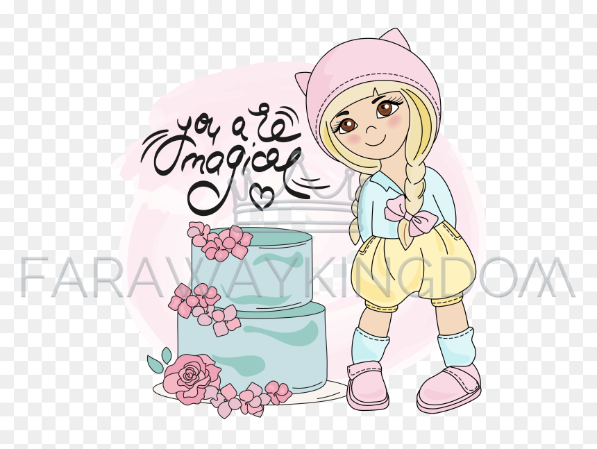 Cake Girl Cartoon Children Birthday Vector Illustration - Dibujos De Cumpleños De Ñiña, HD Png Download - birthday cartoon png