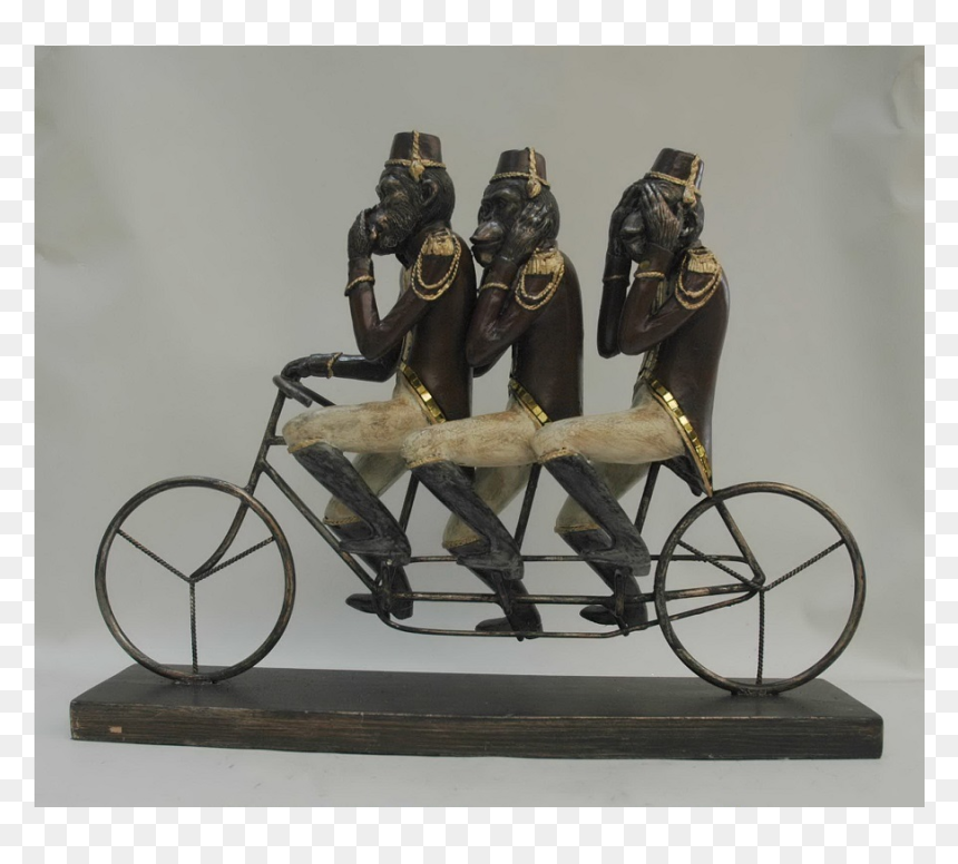3 Monkeys On Bike In Resin 40x31h - Rickshaw, HD Png Download - indian monkey png
