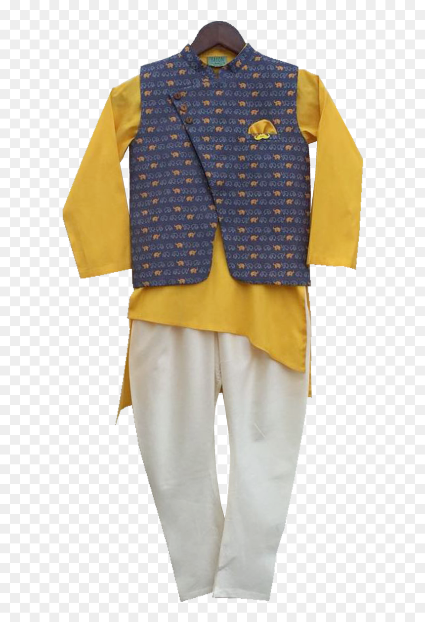 Designer Dress Elephant Print Nehru Jacket With Asymmetric - Bermuda Shorts, HD Png Download - kurta png