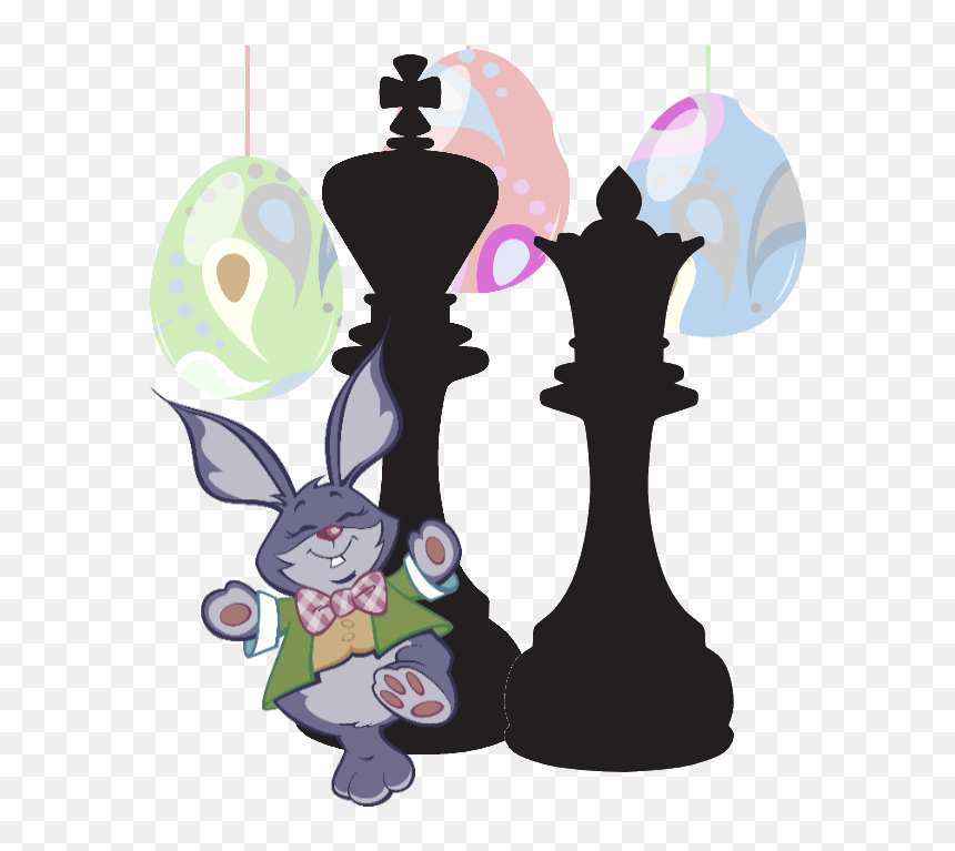 Easter Bunny With Chess King And Queen Clipart - Happy Easter Chess Pieces, HD Png Download - queen clipart png