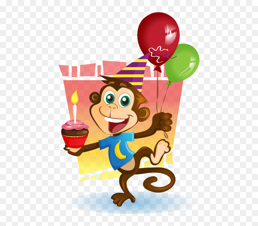Monkey Clipart Birthday Clipart Library Library Free - Monkey Birthday Clipart, HD Png Download - birthday cartoon png