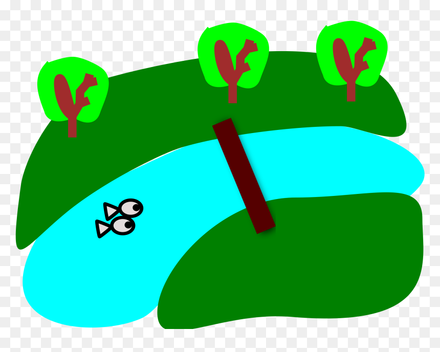 River Between The Green Fields With Trees Clip Arts - Transparent Png River Clipart, Png Download - green trees png