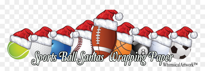 Sports Lovers Christmas Gift Wrap Whimsicalartwork™ - Christmas Sports Clipart, HD Png Download - christmas santa claus png