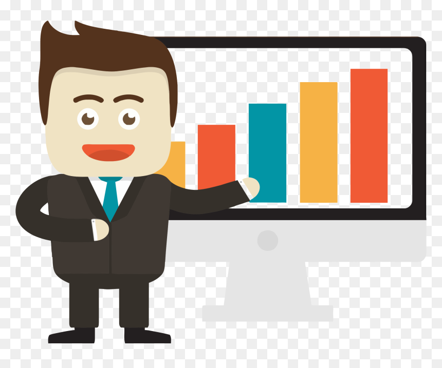 Businessman Pointing To Graph On Monitor Clip Arts - Businessman Clipart, HD Png Download - moniter png