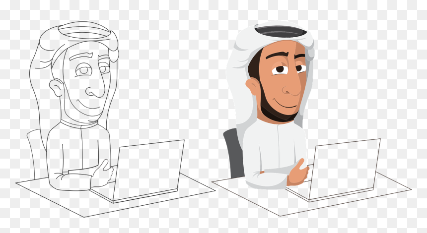 Png Arab Man Clip Art, Transparent Png - man with laptop png