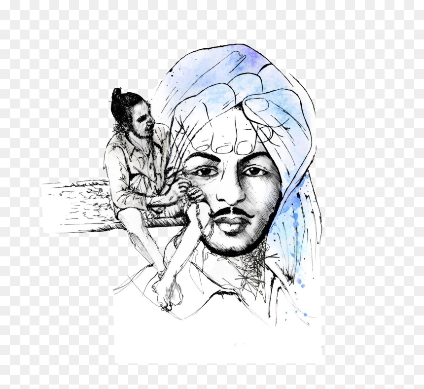 Sardar Bhagat Singh Sketch , Png Download - Drawing Bhagat Singh Sketch, Transparent Png - sardar png