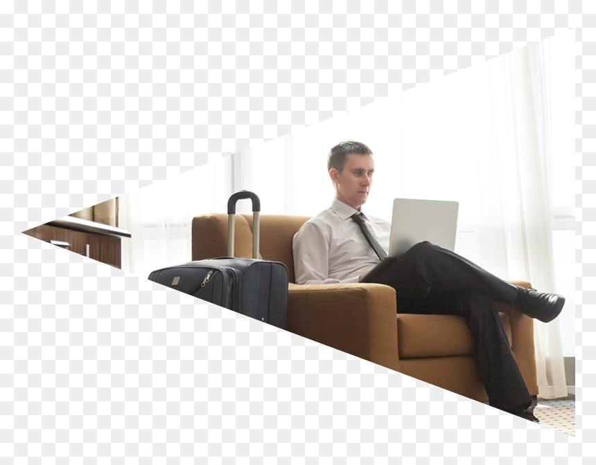 Business Man Working On Laptop In Hotel Room - Working Business Man Hotel Room, HD Png Download - man with laptop png
