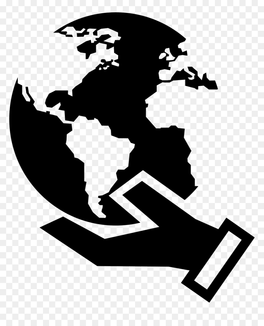 Earth Globe On A Hand - Earth Black And White Png, Transparent Png - globe in hand png