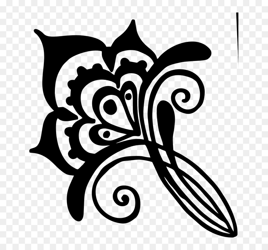 Mehndi Drawing, HD Png Download - white flower swirl vector png