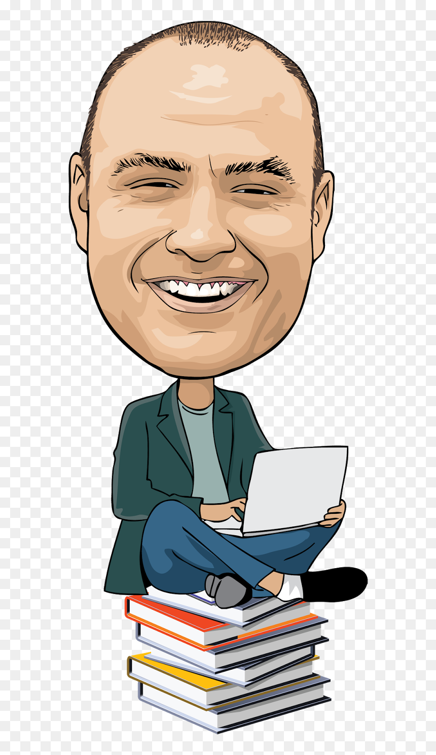 Man With Book Caricature, Man With Laptop Caricature, - Caricature Png, Transparent Png - man with laptop png