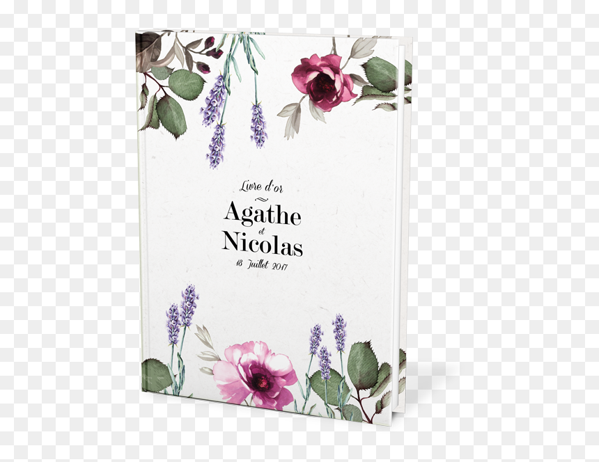 Livre D Or Mariage Personnalise A4 Fleurs Provence - Garden Roses, HD Png Download - wedding name design png