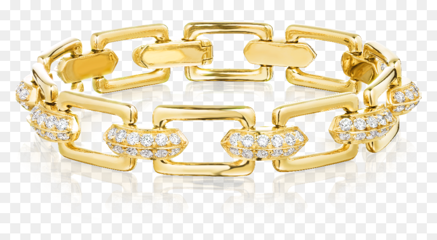 Diamond Set Open Link Gold Bracelet - Bracelet, HD Png Download - gold bracelet png