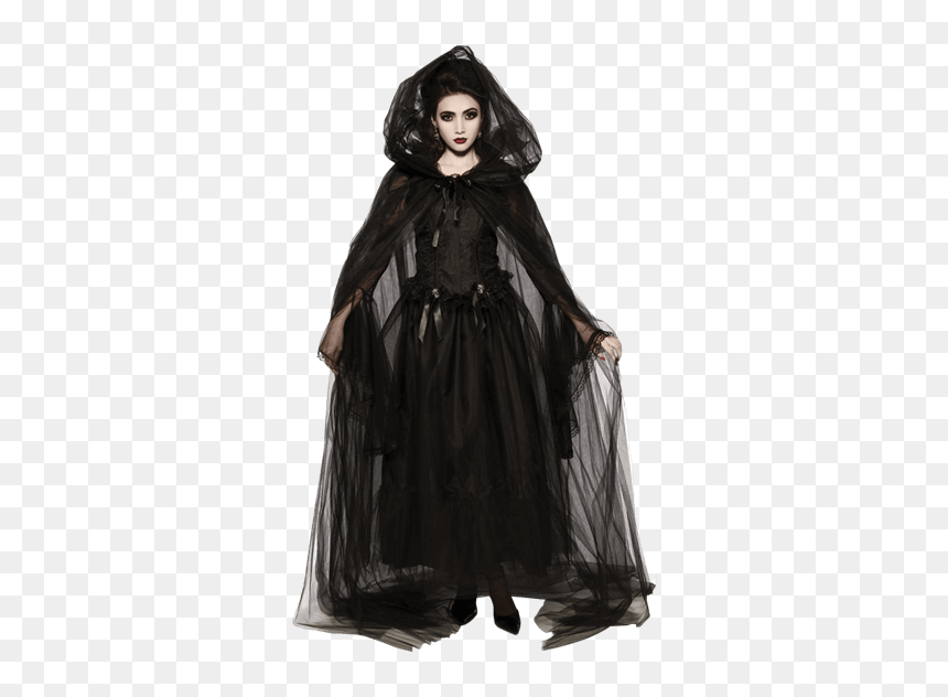 Sheer Black Hooded Cape, HD Png Download - black cape png