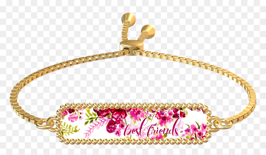 Best Friends Rectangle Gold Bracelet - Rectangle Bracelet, HD Png Download - gold bracelet png