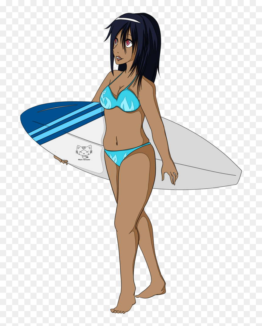 Surfing Png File - Black Surfer Girl Cartoon, Transparent Png - surfing png
