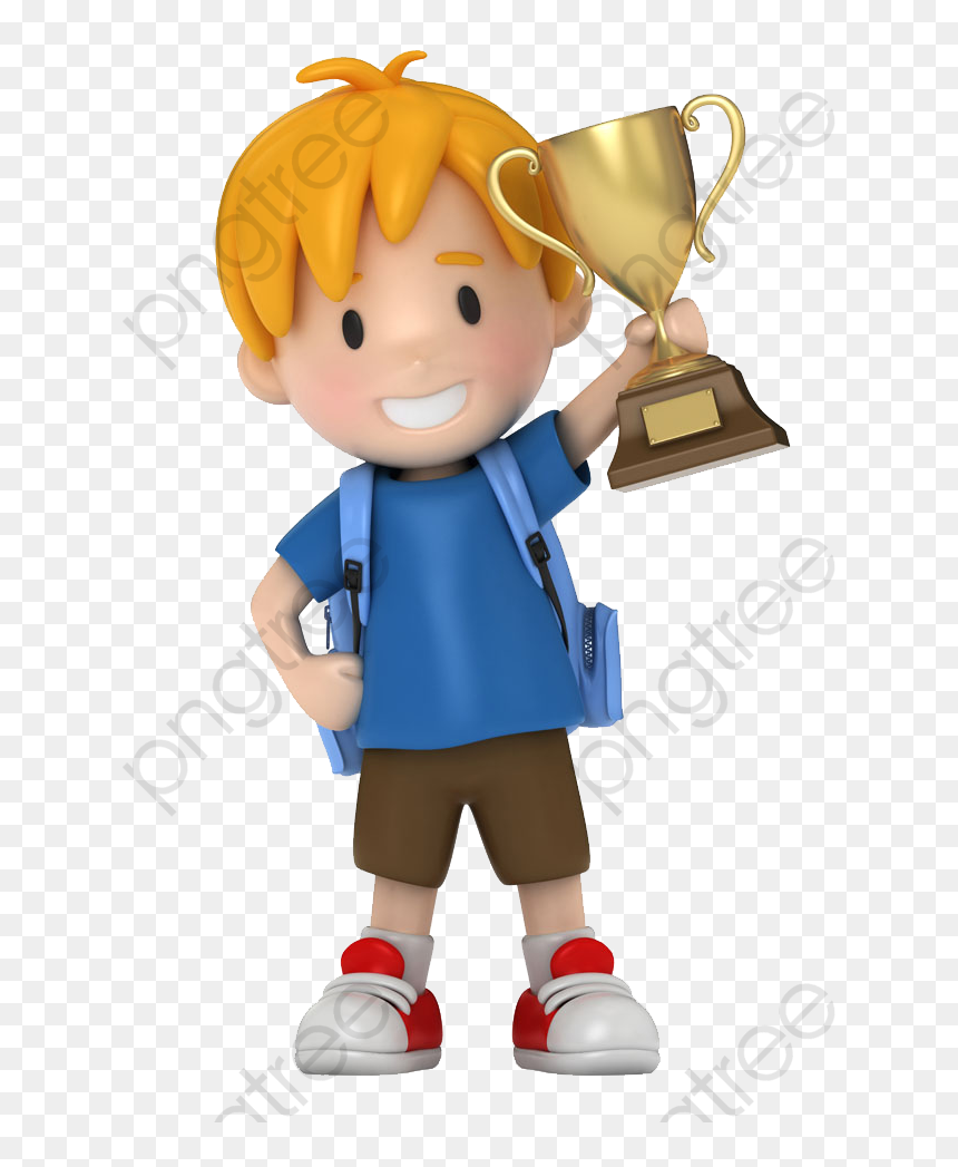 Trophy Clipart Kids - Boy With Trophy Png, Transparent Png - niños png