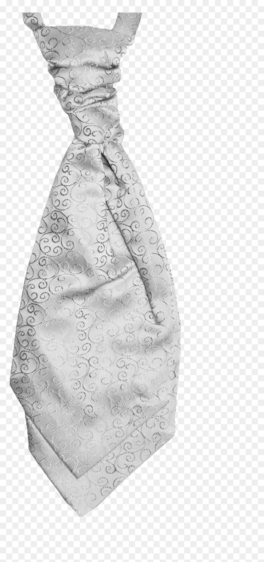 Boys White Scroll Cravat And Hankie - Necktie, HD Png Download - white scroll png