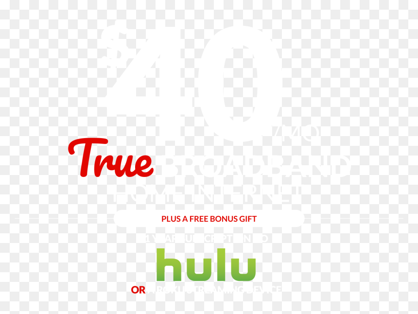 True Broadband For Just $40, HD Png Download - hulu png