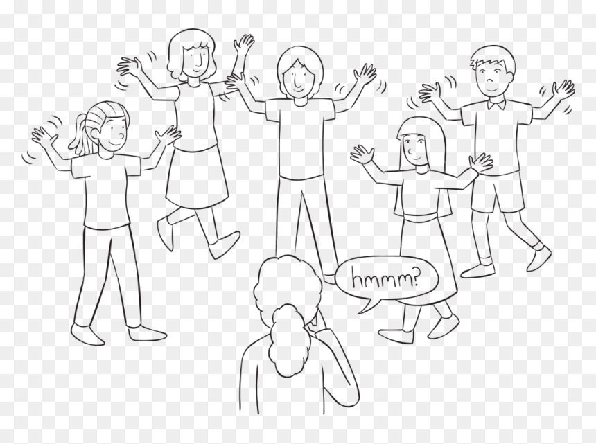 Group Of People Walking With Their Hands In The Air, HD Png Download - person looking png
