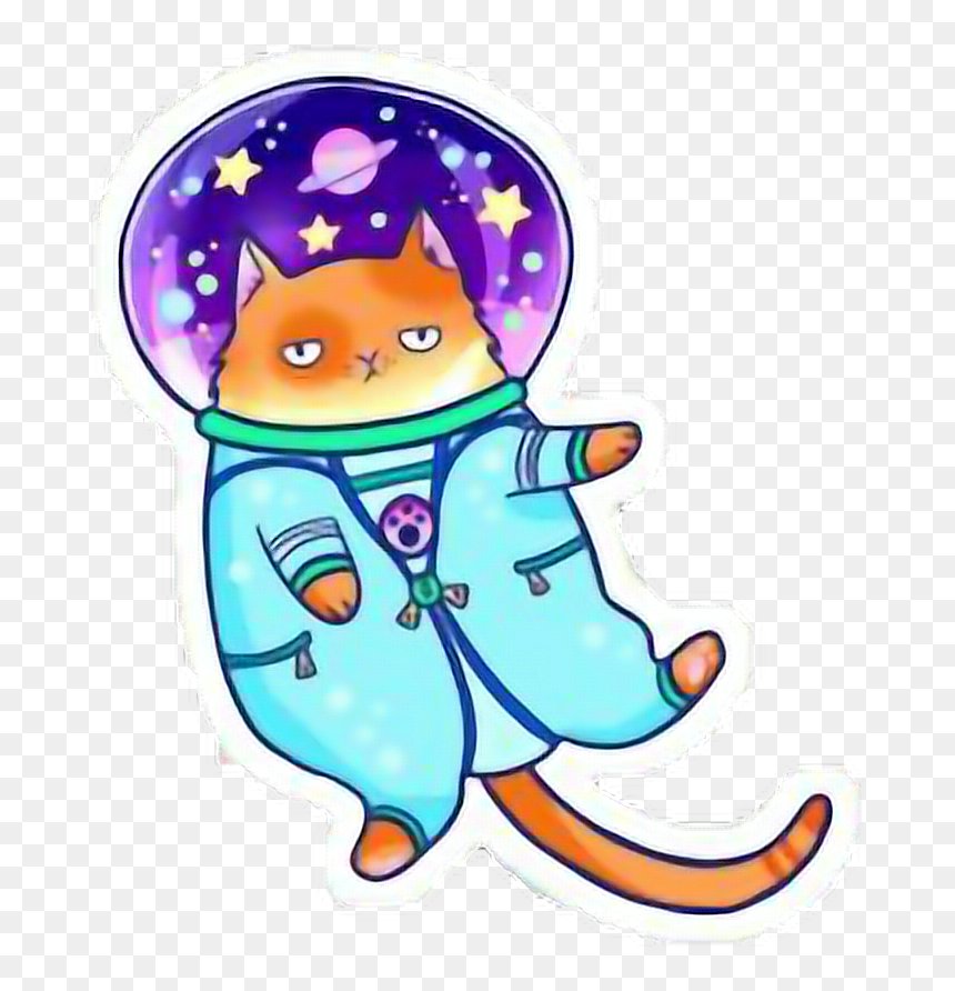 💖not My Art💖 Space Cat Kawaii Cat Spacecat Freetoe - Space Cat Sticker, HD Png Download - kawaii cat png