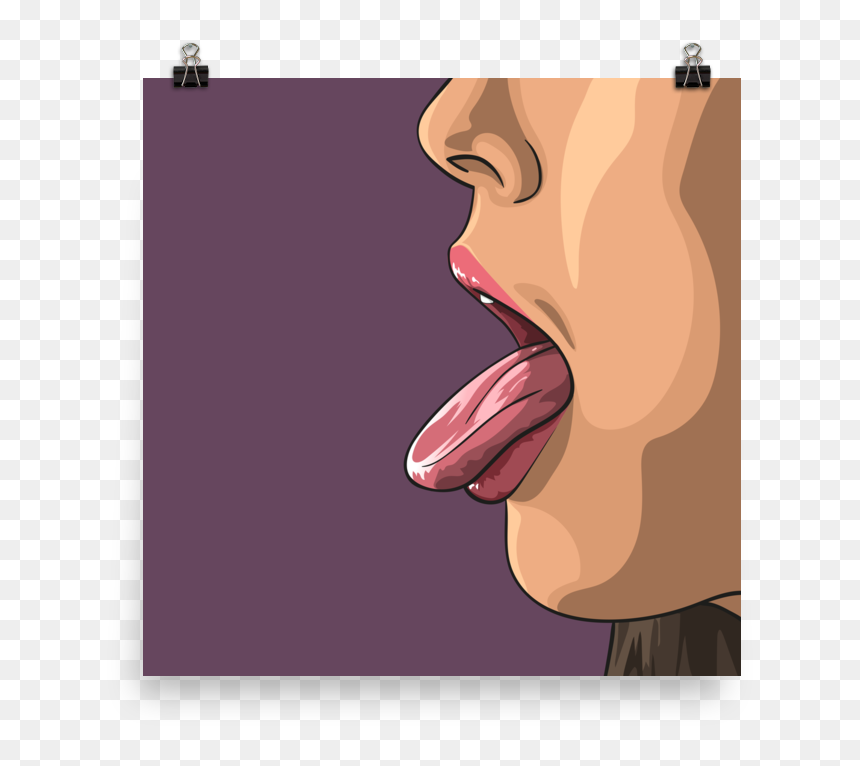 Printed Watercolour Hot Girl Poster Of A Sexy Woman - Tongue, HD Png Download - hot woman png