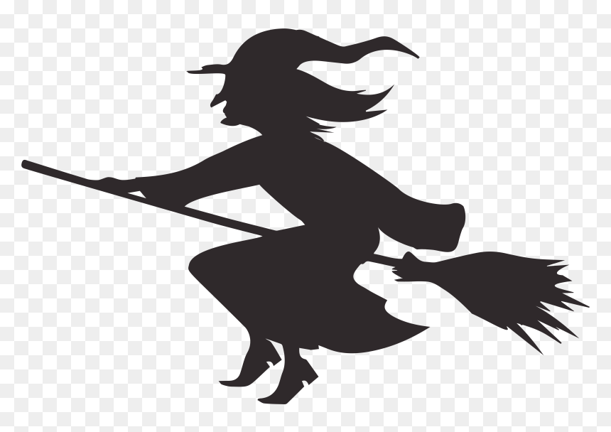 Halloween Witchcraft Silhouette Sewing - Halloween Witches Silhouette Png, Transparent Png - halloween witch png