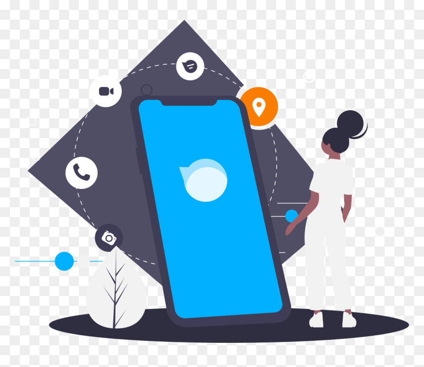A Person Looking At The Giant Mobile Phone With The - Cartoon, HD Png Download - person looking png