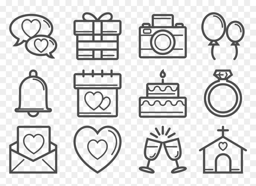 Boda Thin Line Icons Vector - Iconos De Boda Png, Transparent Png - boda png