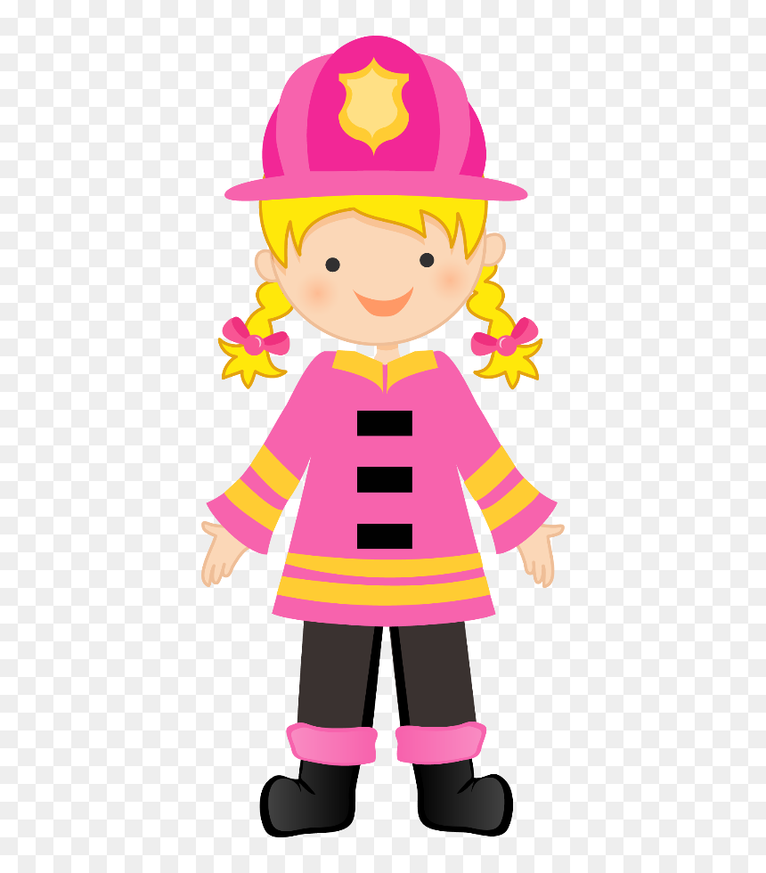 Bombeiros E Pol Cia - Firewoman Cartoon Pink, HD Png Download - fireman png