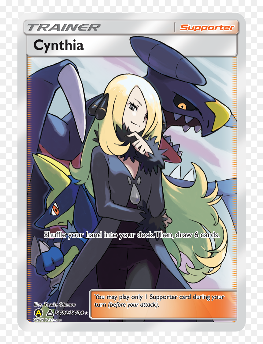 Cynthia Full Art - Hidden Fates Best Cards, HD Png Download - pokemon cards png