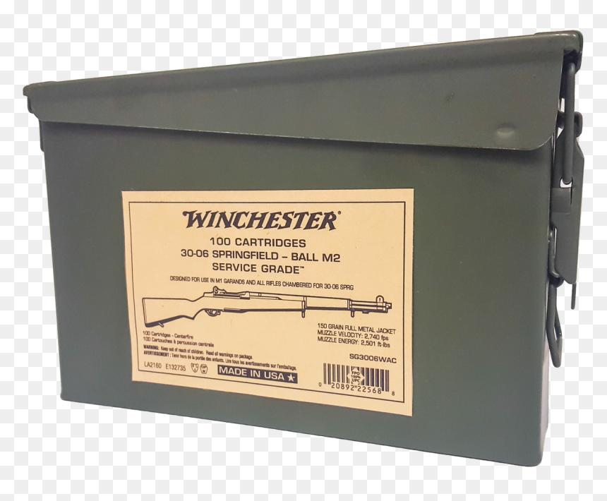 Winchester Service Grade 
30-06 Springfield 150gr, - Winchester Service Grade 30 06, HD Png Download - m1 garand png
