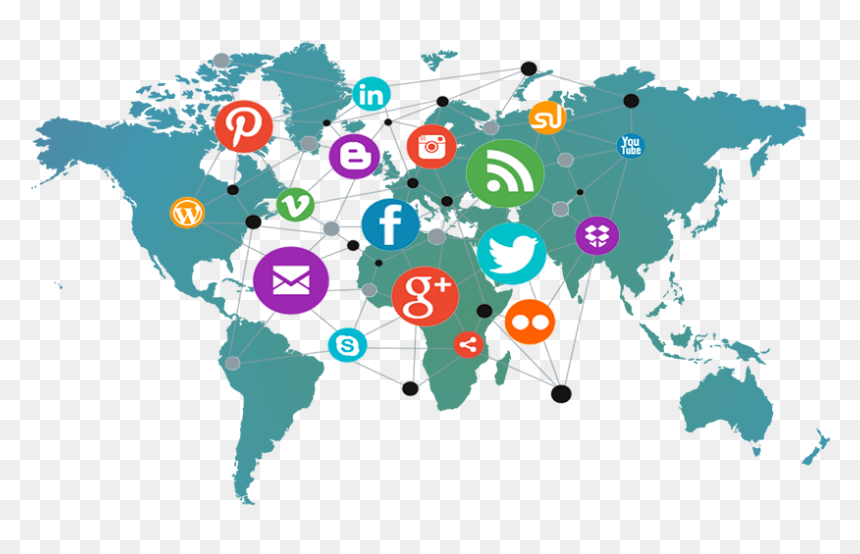 World Map Hr, HD Png Download - social media marketing png