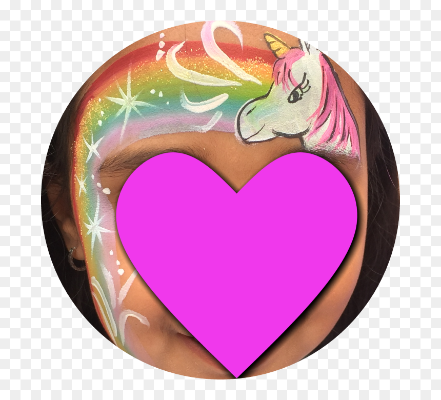 Uploading 1 / 1 Unicorn Rainbow Face Painting Circle - Heart, HD Png Download - face painting png