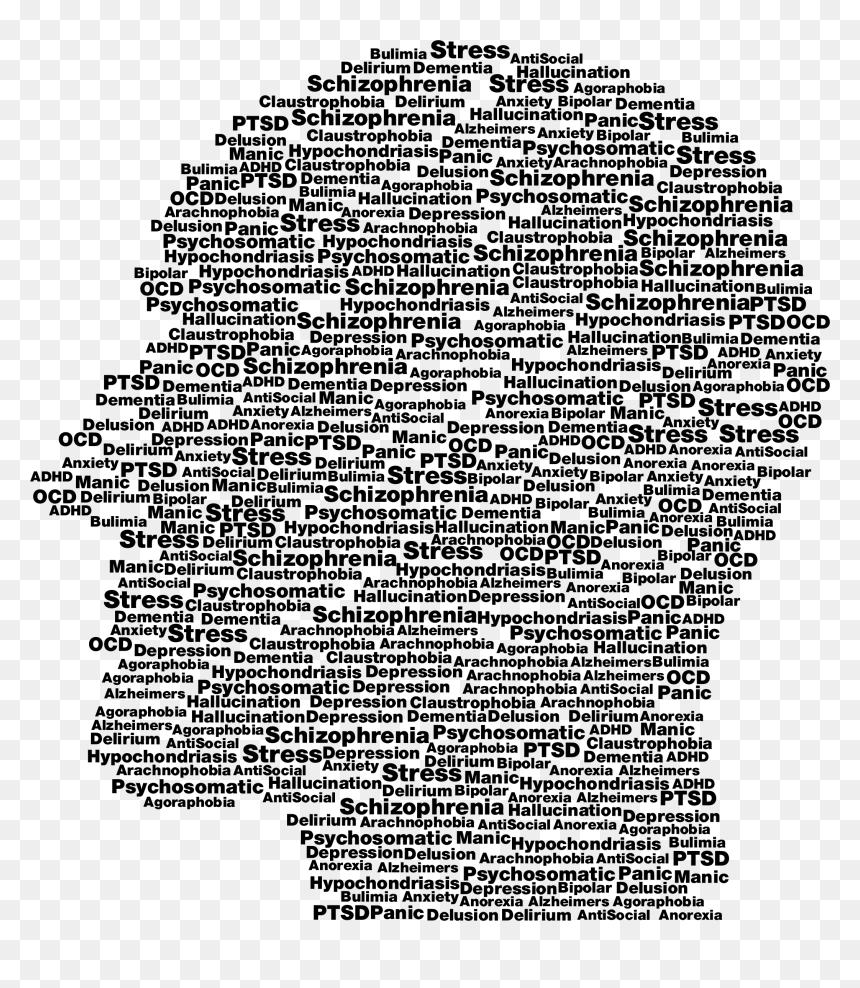 Mental Health Word Cloud , Png Download - Word Mental Health Black And White, Transparent Png - mental health png