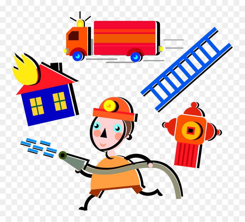 Vector Illustration Of Fireman Firefighter Fighting, HD Png Download - fireman png