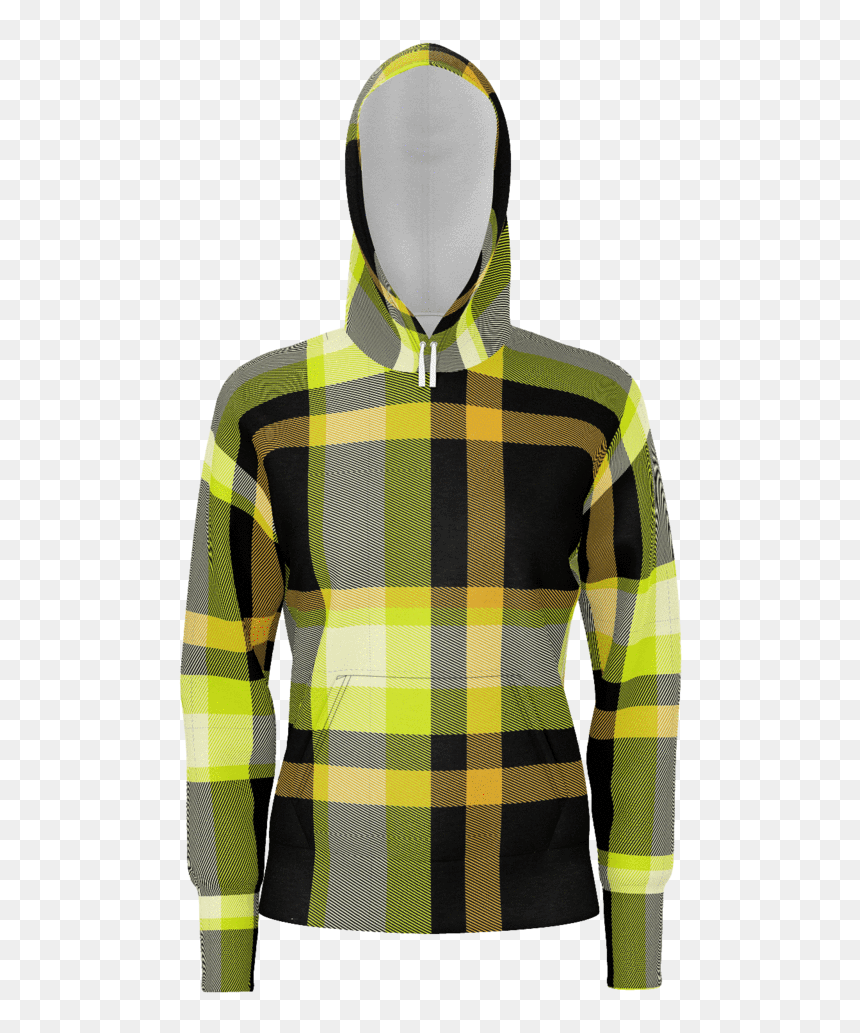 Yellow & Black Checkered Pattern Hoodie - Hoodie, HD Png Download - checkered pattern png