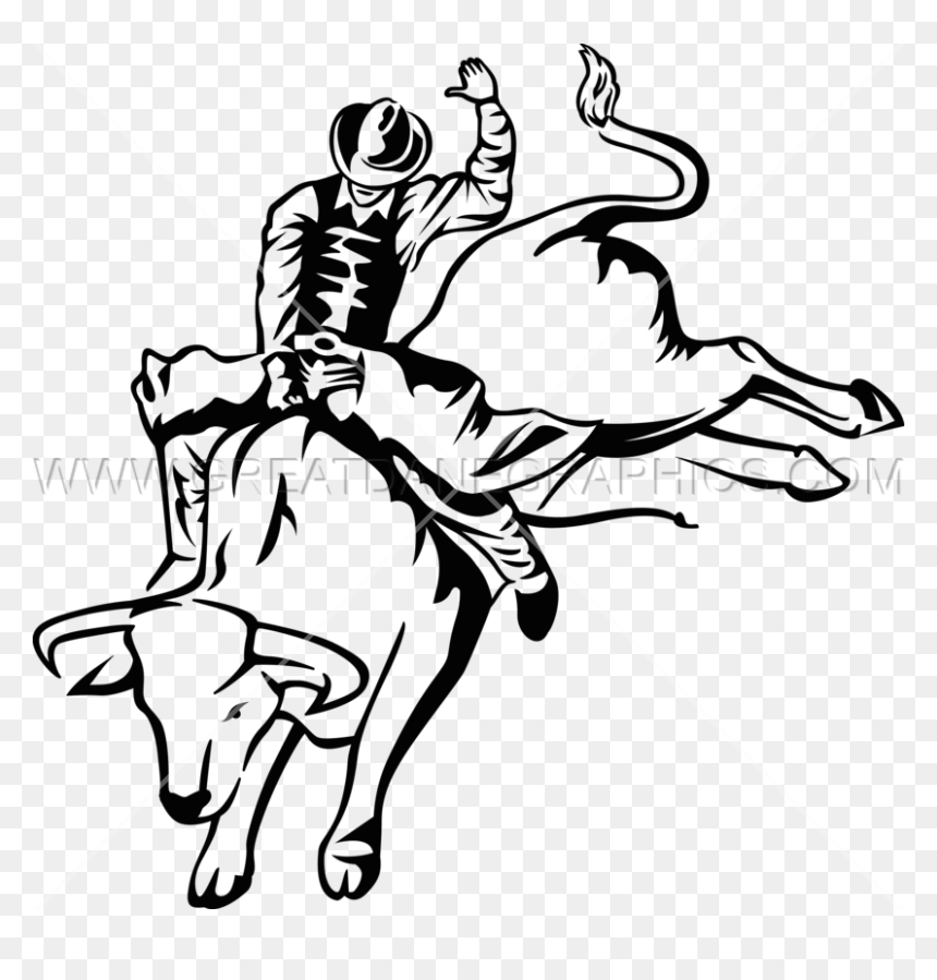 Drawing At Getdrawings Com - Simple Bull Riding Drawing, HD Png Download - rodeo png