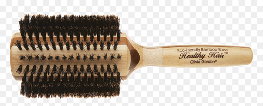 Round Boar Bristle Brush - Olivia Garden Healthy Hair Bamboo Round Brush 100 Percent, HD Png Download - hair brush png