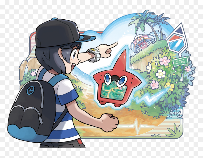 Rotom Pokedex Prart Rgb 300dpi-smaller - Pokemon Sun And Moon Sun, HD Png Download - lunala png