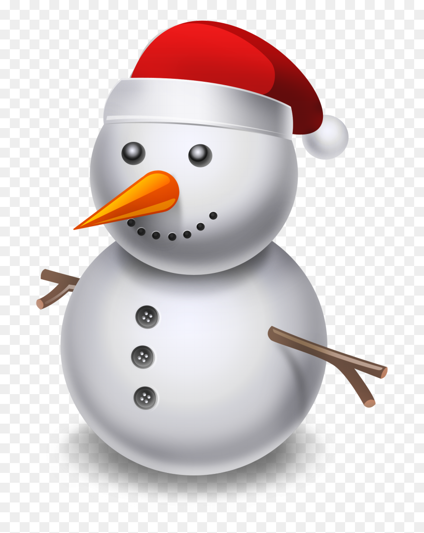 Snowman With Santa Hat, HD Png Download - snowman png