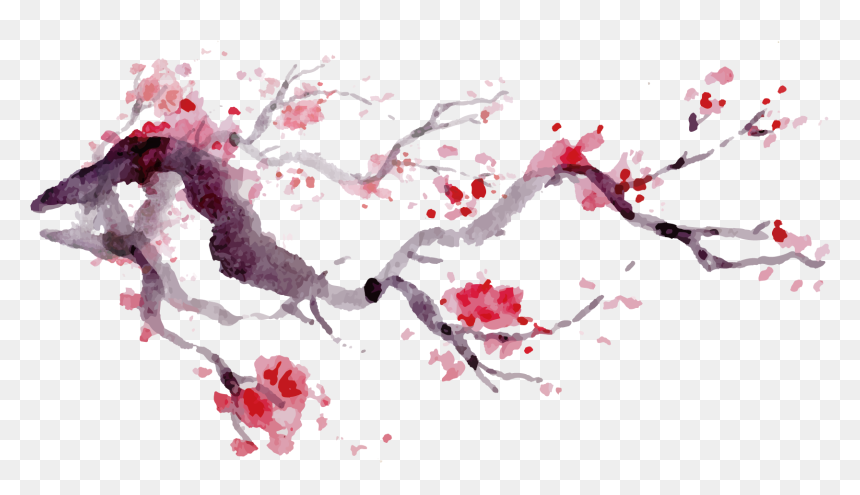 Free Cherry Blossom Watercolor Japanese, HD Png Download - cherry blossom png