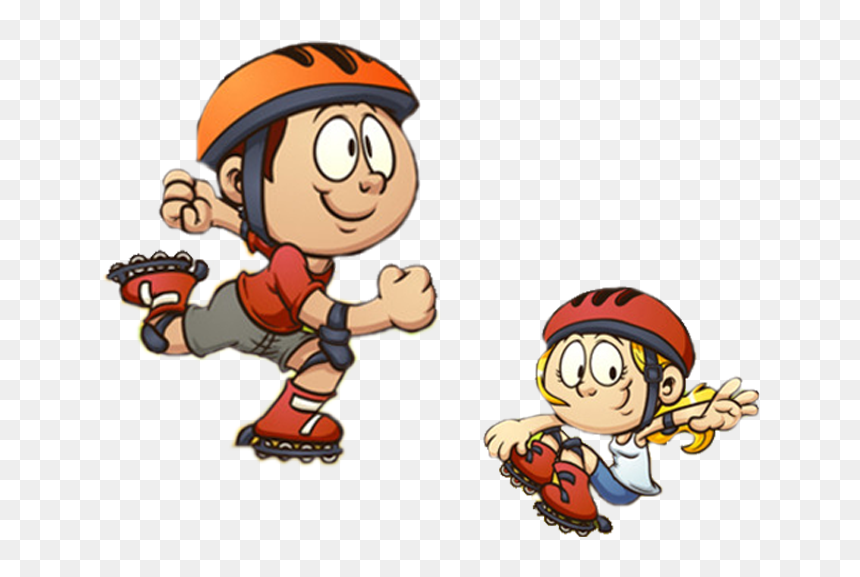 Kids Rollerskating Cartoon, HD Png Download - friends clipart png
