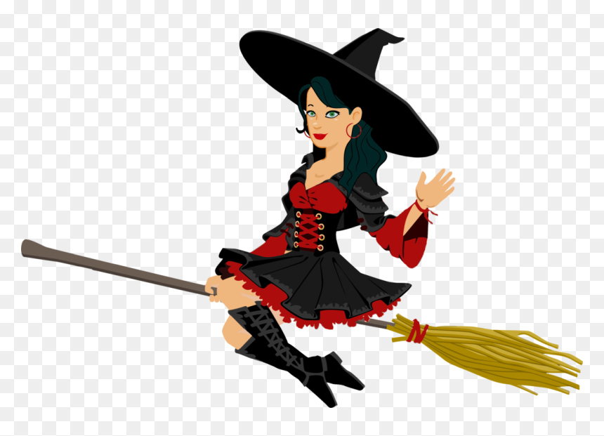 Flying Witch On Broom, HD Png Download - flying witch png