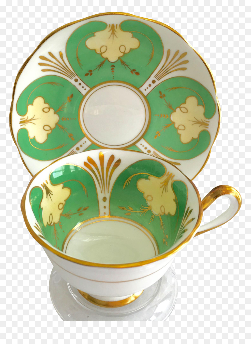 Royal Albert Bone China Green Panels Gold Trim Teacup - Teacup, HD Png Download - gold trim png