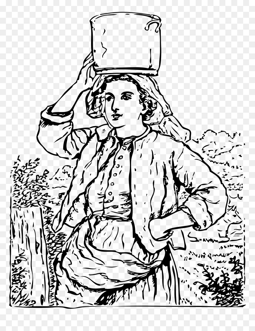 Milk Maid Clip Arts - Outline Image Of Milkmaid, HD Png Download - maid png