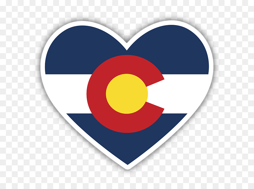 Colorado Flag Heart Sticker - Free Colorado Flag Heart, HD Png Download - colorado flag png