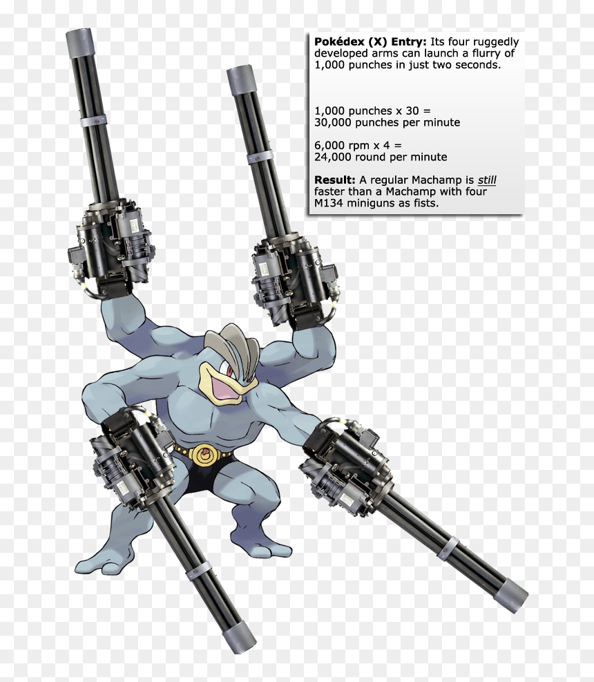 Machamp With Miniguns Pokedex - Pokemon Machamp, HD Png Download - minigun png